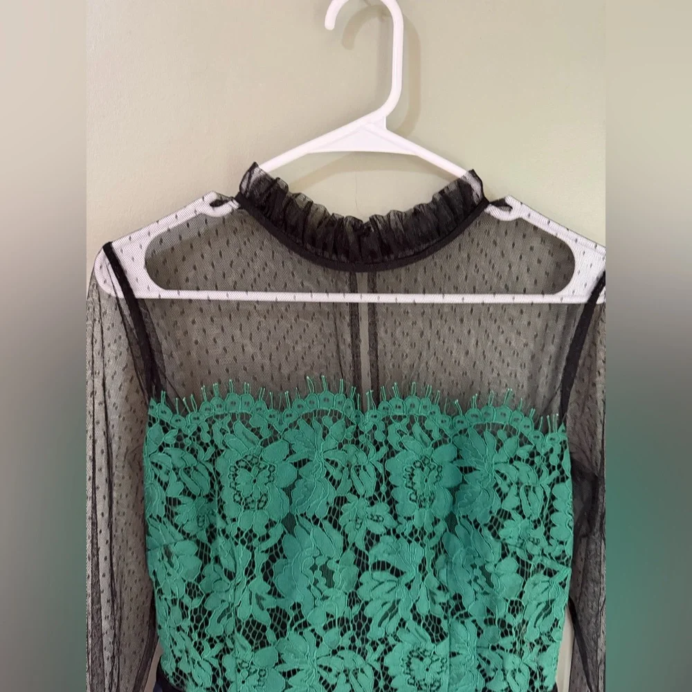 ASOS MWT mixed texture dress green/purple/black size 10 - Picture 3 of 6